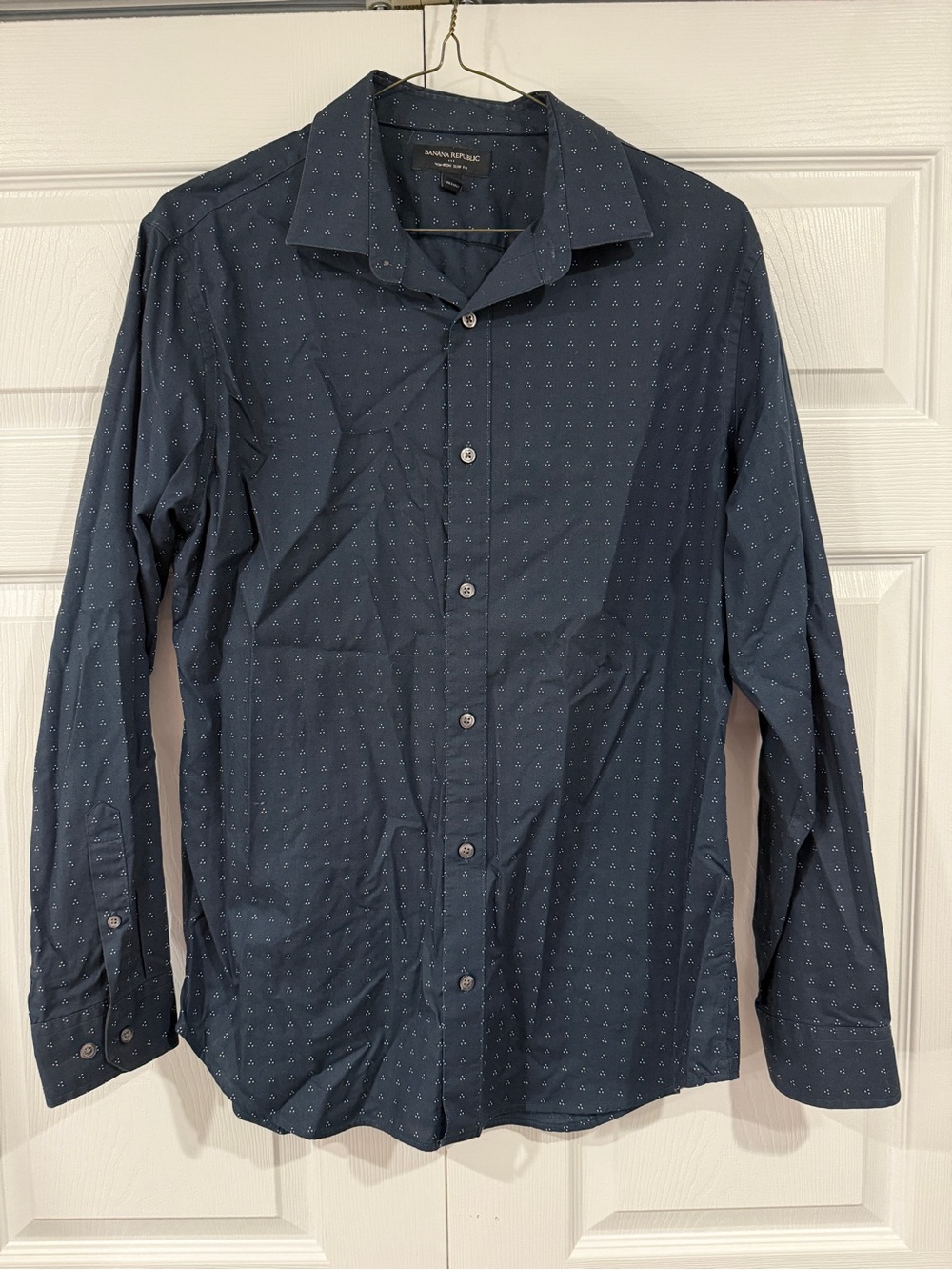 Banana Republic Men’s L 16.5 Navy Non-Iron Slim Fit Dress Shirt